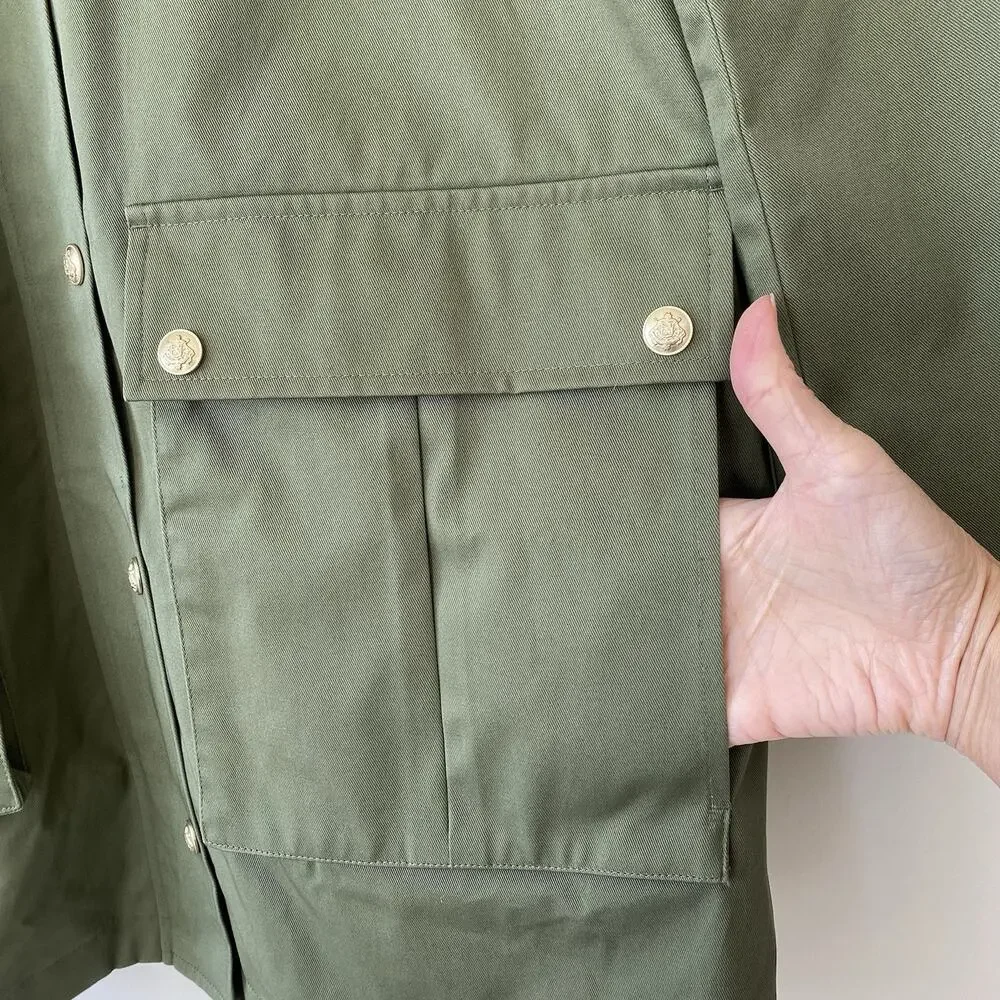 NWT J. Crew Heritage Barn Jacket Green Waxed Canvas Twill Womens S Chore Coat - Picture 7 of 16